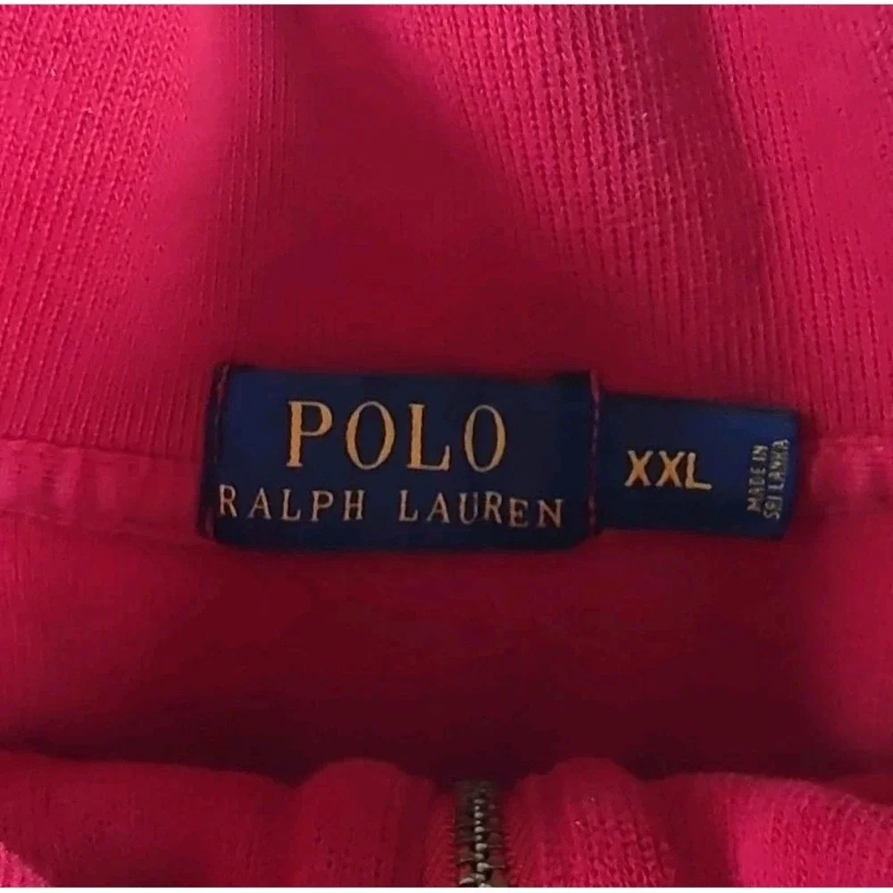 Polo Ralph Lauren Sweater Mens 2XL RED Quarter Zip BLUE Pony Logo Estate Rib